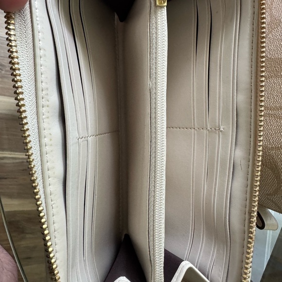Coach Tan and Cream Satchel with Signature Monogram